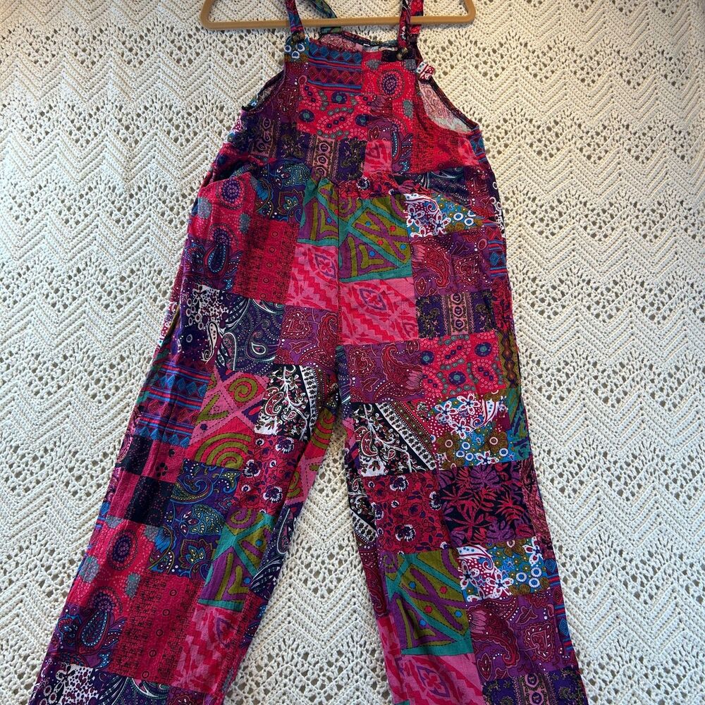 M Overall Patchwork Bohemian Lagenlook Hippie Boho Pants Retro Festival Art Cool
